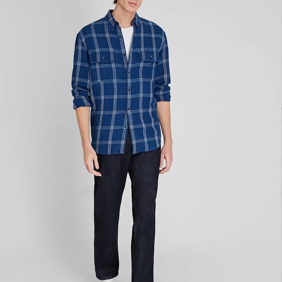 Long Sleeve Relaxed Indigo Twill Shirt Jacket -New With Tags -NEVER WORN -Indigo - Picture 4 of 5